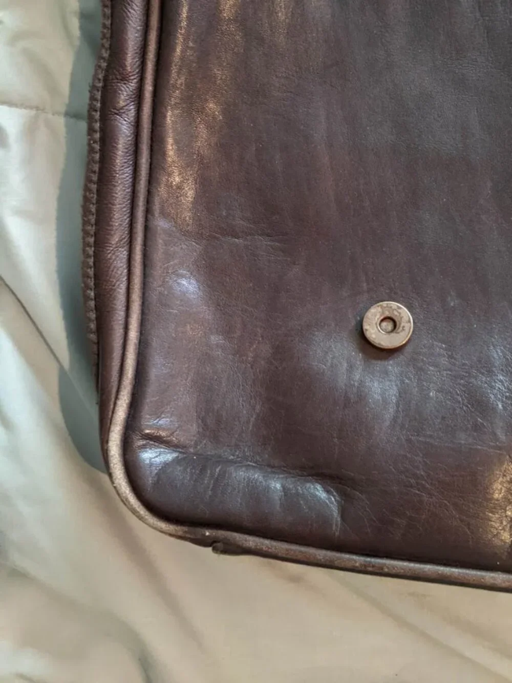 Kenneth Cole Reaction Brown Leather Messenger Laptop Bag Crossbody Briefcase